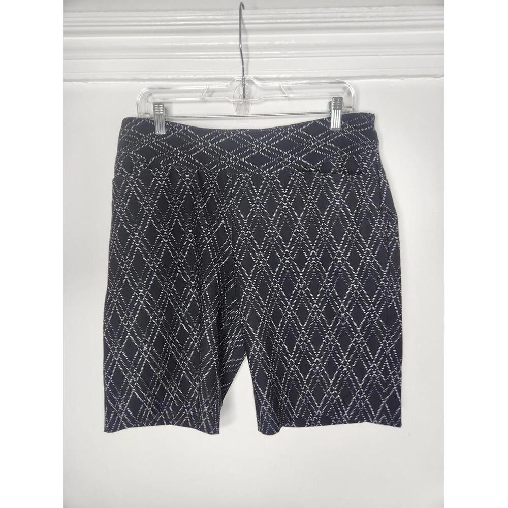 Tail Shorts Womens 14 Black White Geometric Print Golf Bermuda Pockets Stretch